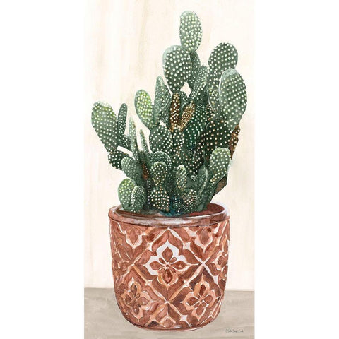 Cactus in Pot 2 White Modern Wood Framed Art Print by Stellar Design Studio