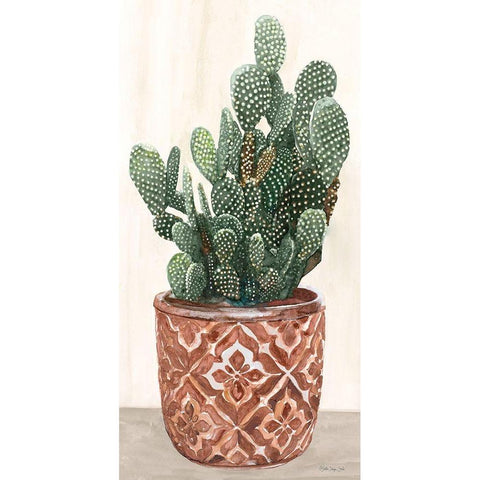 Cactus in Pot 2 Gold Ornate Wood Framed Art Print with Double Matting by Stellar Design Studio