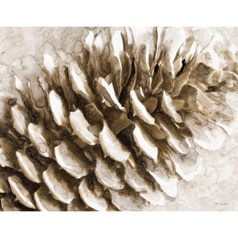 Snowy Pinecone White Modern Wood Framed Art Print by Stellar Design Studio