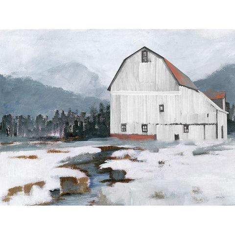 The Old Barn   White Modern Wood Framed Art Print by Stellar Design Studio