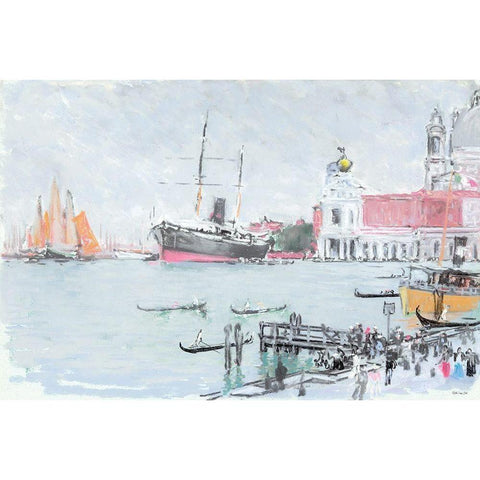 Port of Venice Black Modern Wood Framed Art Print with Double Matting by Stellar Design Studio