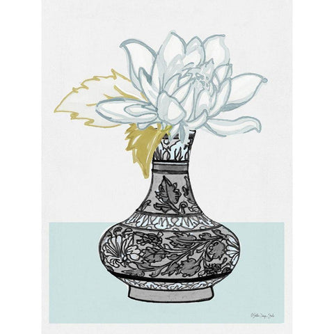 Flower Vase with Pattern I Black Modern Wood Framed Art Print with Double Matting by Stellar Design Studio