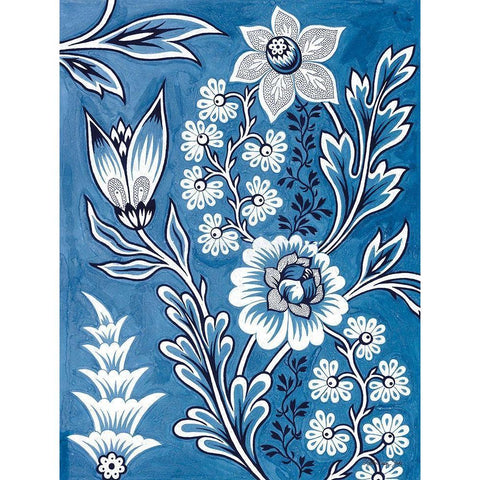 Floral Tapestry Study Black Modern Wood Framed Art Print by Stellar Design Studio