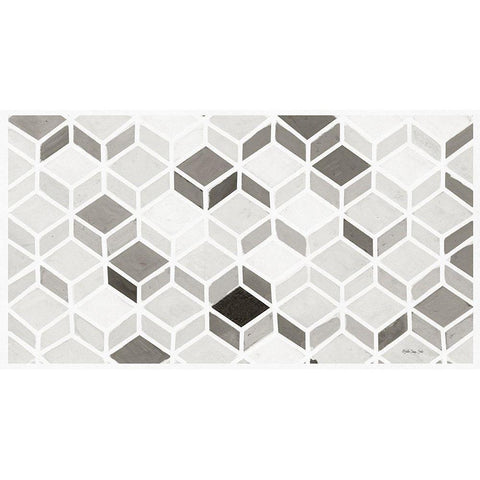 White and Gray Pattern     Black Modern Wood Framed Art Print with Double Matting by Stellar Design Studio