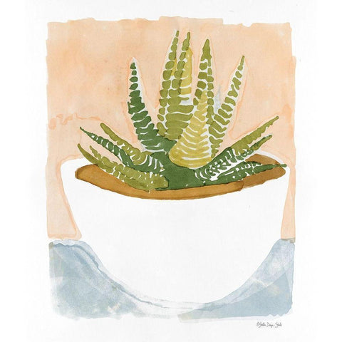 Cacti Bowl      White Modern Wood Framed Art Print by Stellar Design Studio