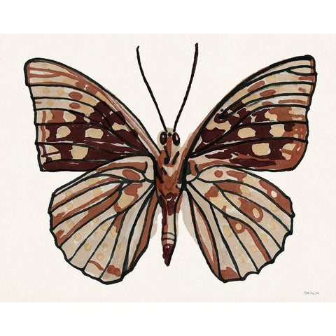 Papillon 1 Gold Ornate Wood Framed Art Print with Double Matting by Stellar Design Studio