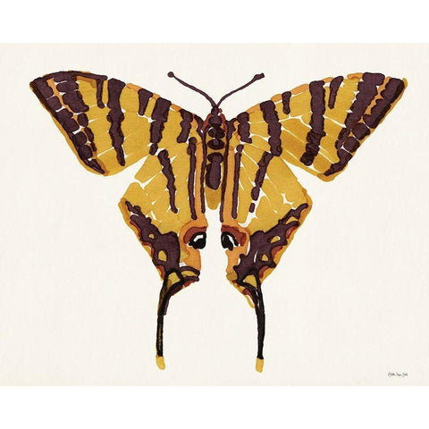 Papillon 2 Black Modern Wood Framed Art Print with Double Matting by Stellar Design Studio