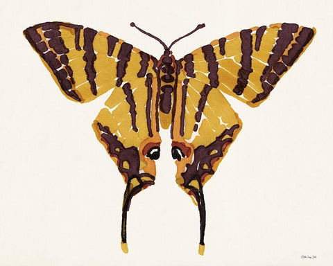 Papillon 2 Black Ornate Wood Framed Art Print with Double Matting by Stellar Design Studio