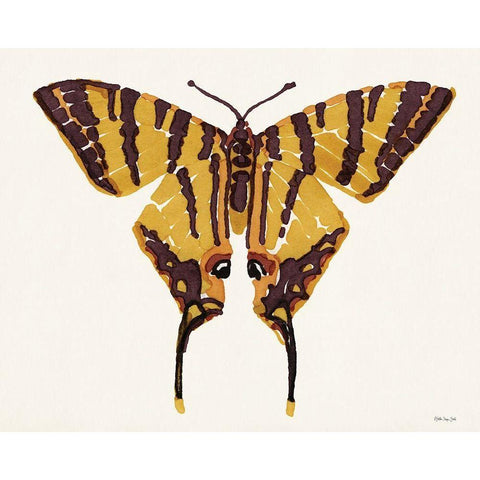 Papillon 2 Gold Ornate Wood Framed Art Print with Double Matting by Stellar Design Studio