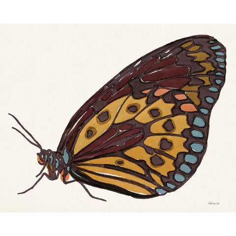 Papillon 5 Gold Ornate Wood Framed Art Print with Double Matting by Stellar Design Studio