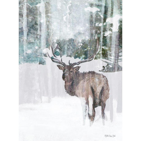 Grand Elk 2 White Modern Wood Framed Art Print by Stellar Design Studio