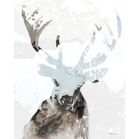 Elk Impression 2 Black Modern Wood Framed Art Print with Double Matting by Stellar Design Studio