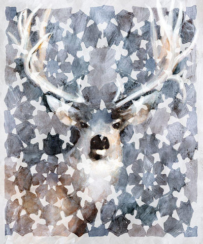 Elk Montage White Modern Wood Framed Art Print with Double Matting by Stellar Design Studio