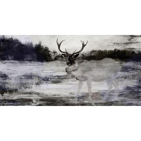 Bull in Forest 2 White Modern Wood Framed Art Print by Stellar Design Studio