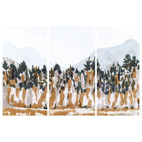 Big Mountain Triptych White Modern Wood Framed Art Print by Stellar Design Studio