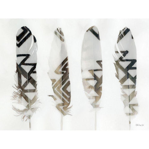 Feathers 1    White Modern Wood Framed Art Print by Stellar Design Studio