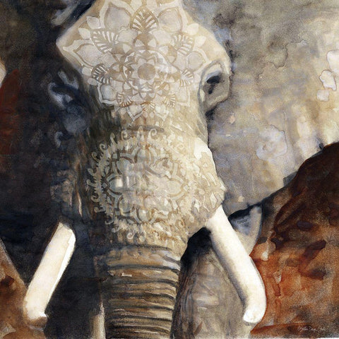 Mandala Elephant White Modern Wood Framed Art Print by Stellar Design Studio