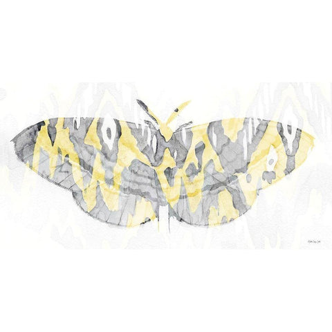 Yellow-Gray Patterned Moth 1 Black Modern Wood Framed Art Print with Double Matting by Stellar Design Studio