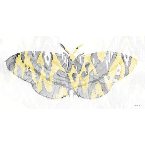 Yellow-Gray Patterned Moth 1 White Modern Wood Framed Art Print by Stellar Design Studio