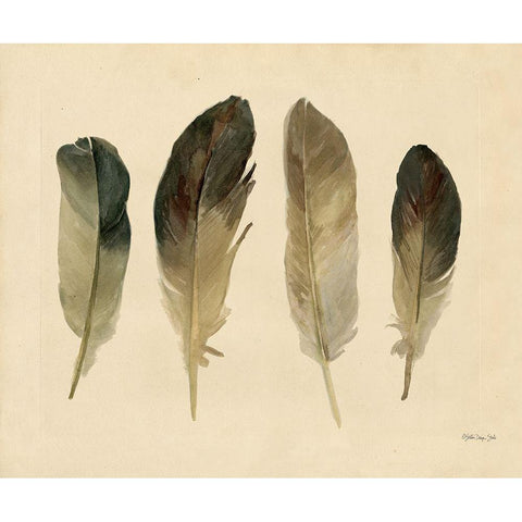 Four Feathers White Modern Wood Framed Art Print by Stellar Design Studio