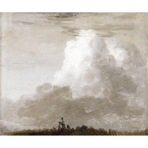 White Clouds Landscape    Gold Ornate Wood Framed Art Print with Double Matting by Stellar Design Studio