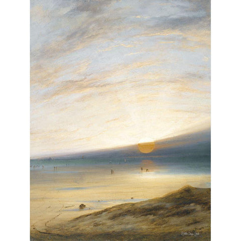 Sunset on the Beach at Sark Gold Ornate Wood Framed Art Print with Double Matting by Stellar Design Studio