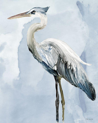 Heron 4 Black Ornate Wood Framed Art Print with Double Matting by Stellar Design Studio