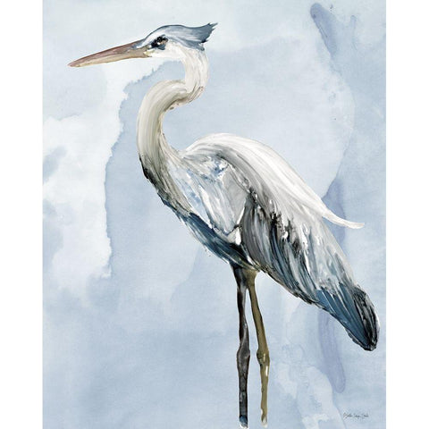 Heron 4 Black Modern Wood Framed Art Print with Double Matting by Stellar Design Studio