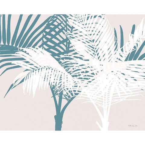 Transitioning Palm Pattern White Modern Wood Framed Art Print by Stellar Design Studio