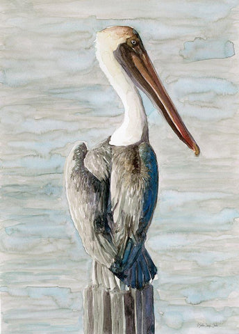 Brown Pelican 1 Black Ornate Wood Framed Art Print with Double Matting by Stellar Design Studio