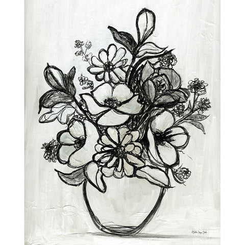 Arrangement in Ink Black Modern Wood Framed Art Print by Stellar Design Studio