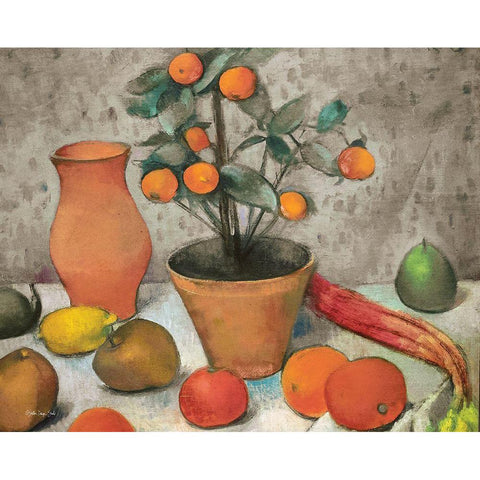 Still-Life with Oranges Black Modern Wood Framed Art Print with Double Matting by Stellar Design Studio