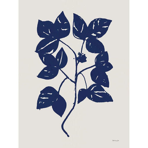 Indigo Botanical I White Modern Wood Framed Art Print by Stellar Design Studio