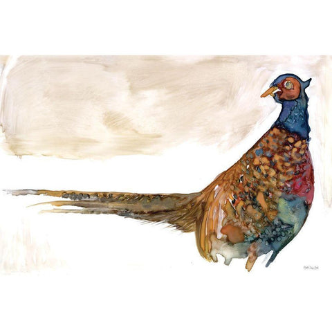 Pheasant 1 White Modern Wood Framed Art Print by Stellar Design Studio