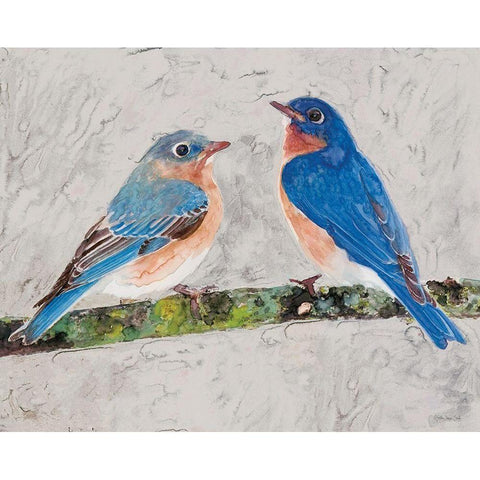 Eastern Bluebirds 2 Gold Ornate Wood Framed Art Print with Double Matting by Stellar Design Studio