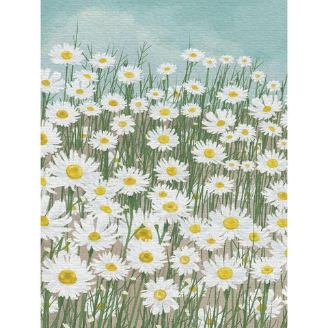 Daisies in the Sky Gold Ornate Wood Framed Art Print with Double Matting by Seven Trees Design