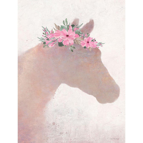 Pink Pony Black Modern Wood Framed Art Print with Double Matting by Seven Trees Design