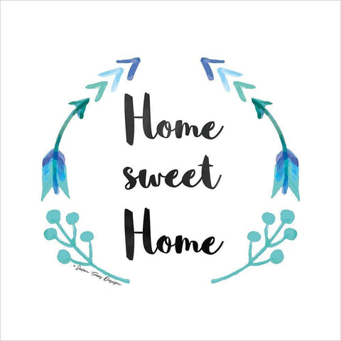 Home Sweet Home White Modern Wood Framed Art Print with Double Matting by Seven Trees Design