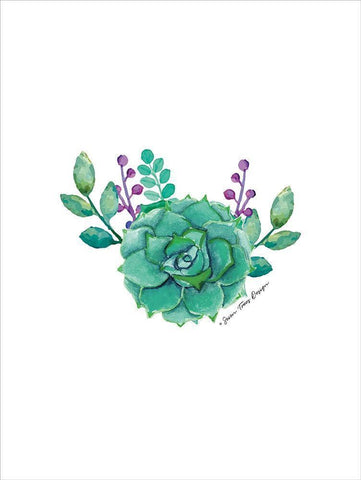 Succulent Plant II White Modern Wood Framed Art Print with Double Matting by Seven Trees Design