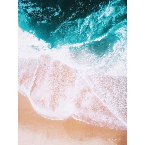 Ocean Meets Sand I White Modern Wood Framed Art Print by Seven Trees Design