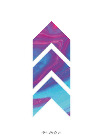 Marble Chevron White Modern Wood Framed Art Print with Double Matting by Seven Trees Design