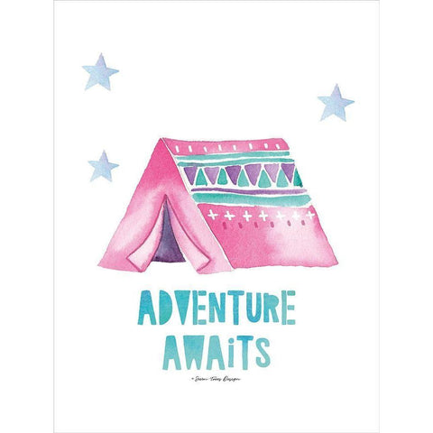 Adventure Awaits White Modern Wood Framed Art Print by Seven Trees Design