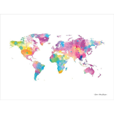 Watercolor World Black Modern Wood Framed Art Print by Seven Trees Design