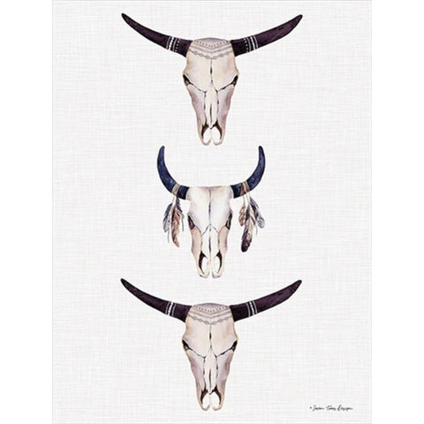 Boho Steer Head III White Modern Wood Framed Art Print by Seven Trees Design