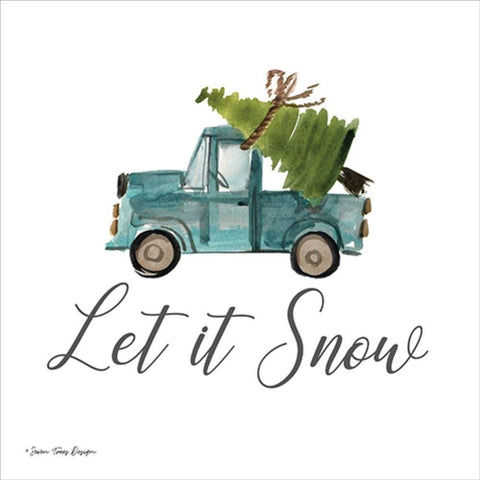 Let It Snow White Modern Wood Framed Art Print by Seven Trees Design