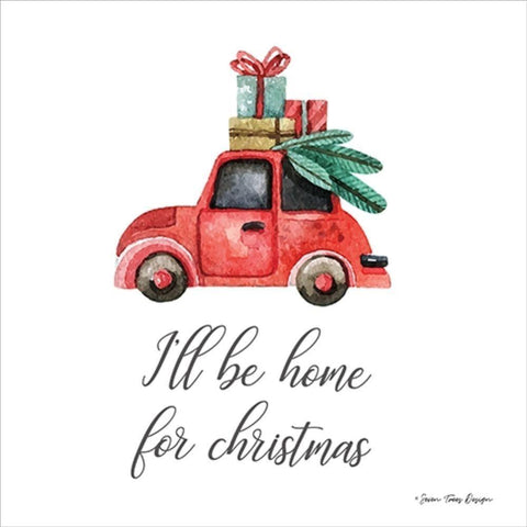 Ill be Home for Christmas Black Ornate Wood Framed Art Print with Double Matting by Seven Trees Design