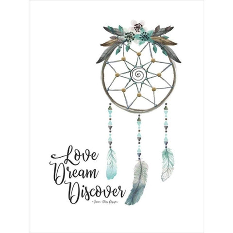 Watercolor Dreamcatcher Gold Ornate Wood Framed Art Print with Double Matting by Seven Trees Design