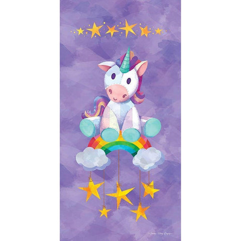 Rainbow Unicorn I Black Modern Wood Framed Art Print by Seven Trees Design