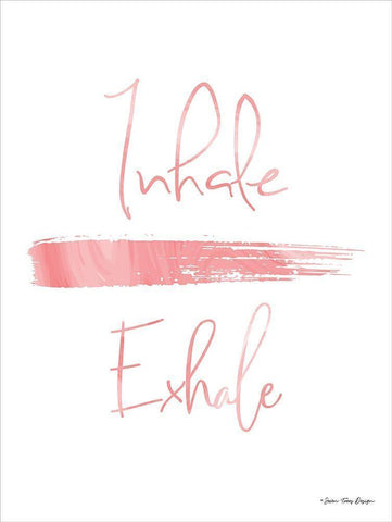 Inhale, Exhale White Modern Wood Framed Art Print with Double Matting by Seven Trees Design