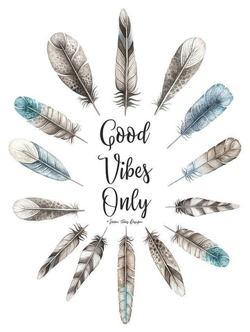 Good Vibes Only White Modern Wood Framed Art Print with Double Matting by Seven Trees Design